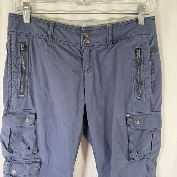 Athleta Cargo Pants Women's 4P Blue Snap Zip Pockets Lightweight Low Rise - Picture 2 of 16